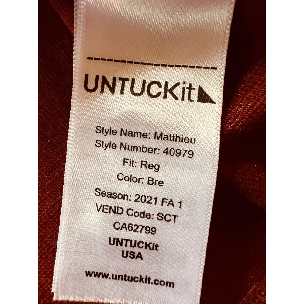 UNTUCKIT Sweater Mens Maroon Matthieu Pullover Henley Fleece Large - Picture 7 of 11